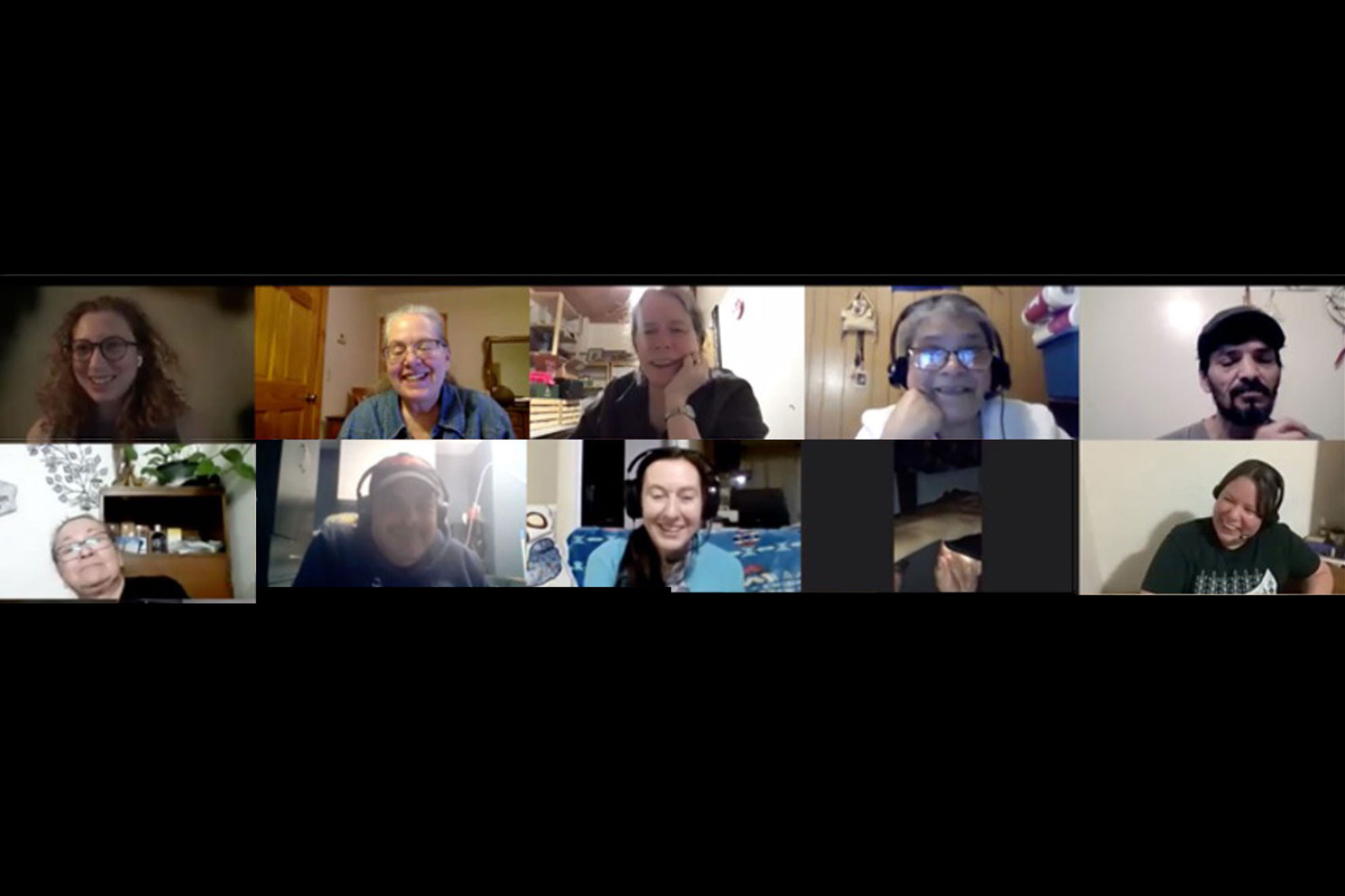 A Zoom screenshot of ten people attending an online Michif class.