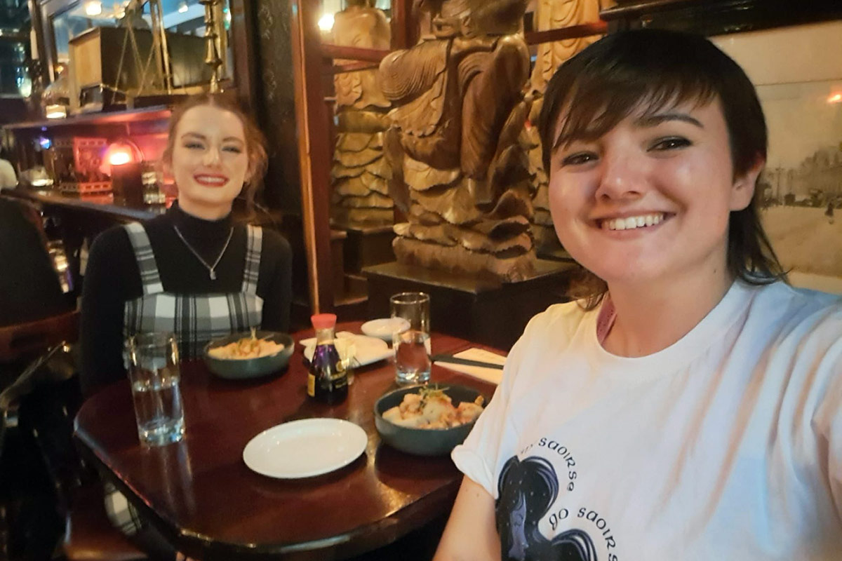 Two young women inside a restaurant in Dublin
